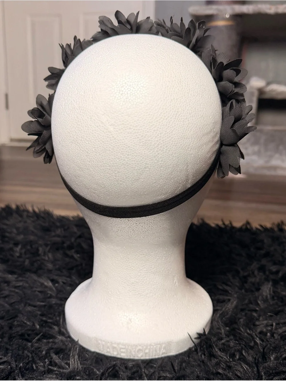 Black Floral Headband Rhinestone Flower Crown Gothic Y2K Coquette Hair Festival